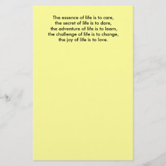 The essence of life is to care,the secret of li... stationery