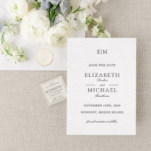 The Estate Monogram Formal Wedding Save the Date Letterpress Invitation