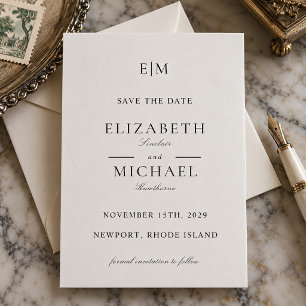 The Estate Monogram Formal Wedding Save the Date Letterpress Invitation