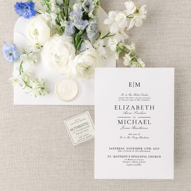 The Estate Monogram Suite | Formal Script Wedding Letterpress Invitation (Heirloom letterpress designed for love that endures.)