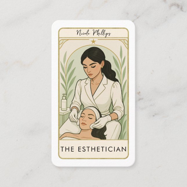 The Esthetician Skin Care Tarot Social Media QR Business Card (Front)