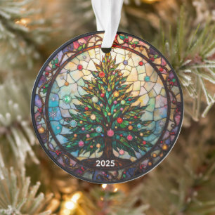 The Eternal Evergreen: Stained Glass Ornament