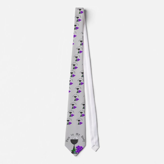 The Eucharist Chalice & Communion Host Gifts Neck Tie (Front)