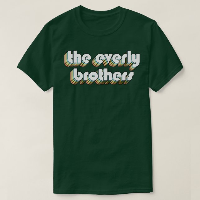 The Everly Brothers Retro Rainbow Typography Faded T-Shirt (Design Front)