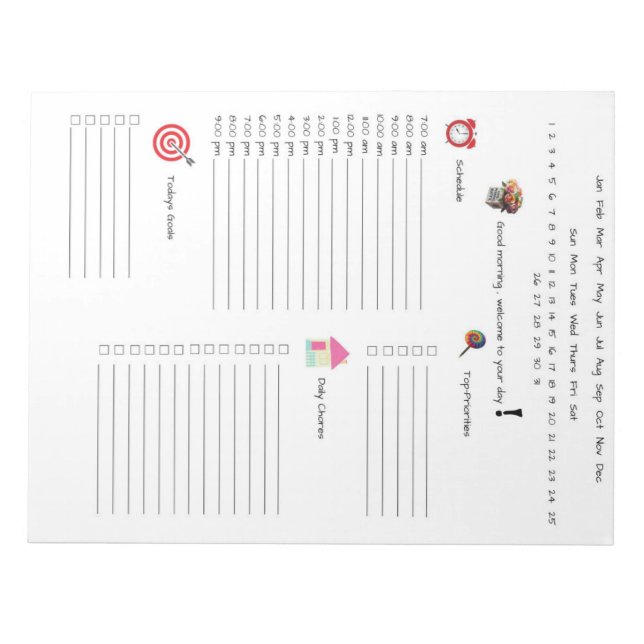 The Everyday Daily Planner Notepad (Front)