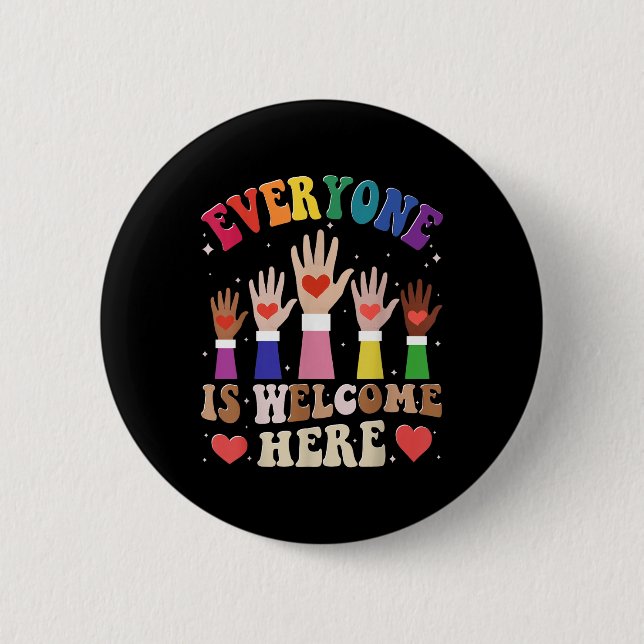 The Everyone Is Welcome Here In Idaho Teacher Stud Button (Front)