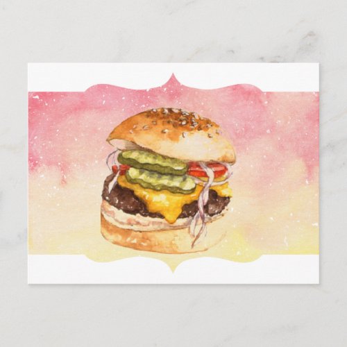 The Everything Burger Watercolor Postcard