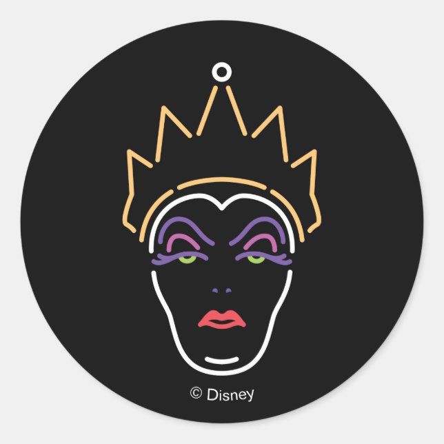 The Evil Queen | Neon Face Classic Round Sticker (Front)