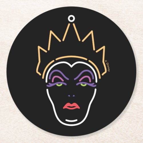 The Evil Queen  Neon Face Round Paper Coaster