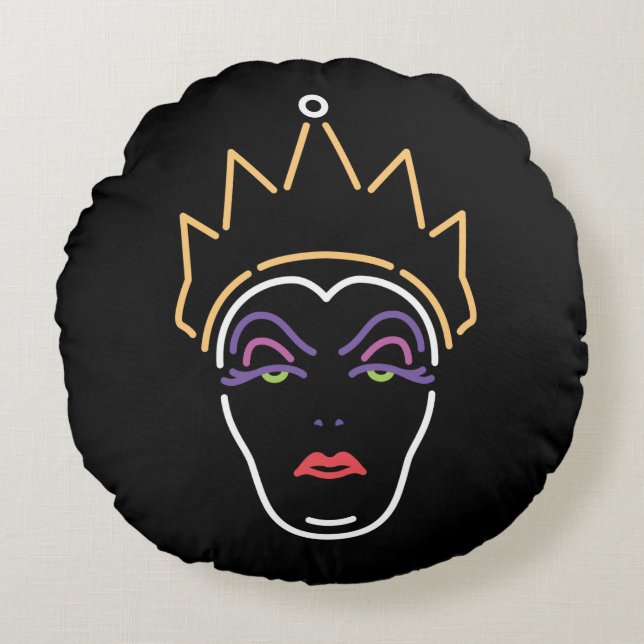 The Evil Queen | Neon Face Round Pillow (Front)