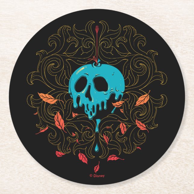 The Evil Queen | Skull Apple Design Round Paper Coaster (Front)