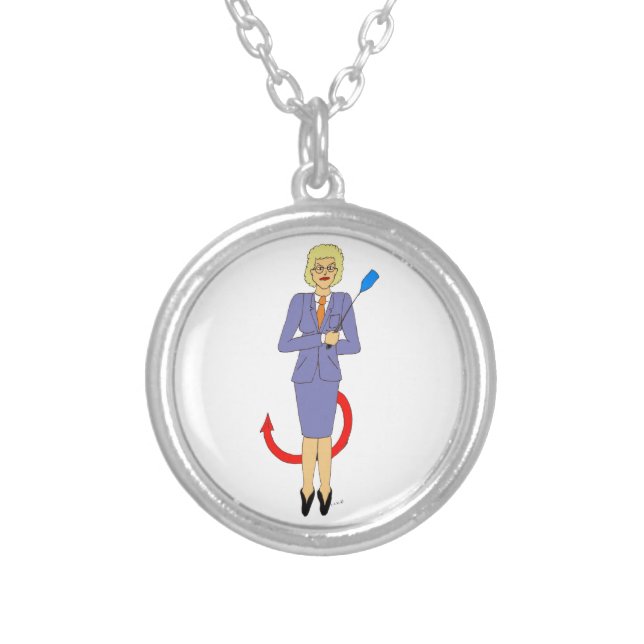 The Evil Teacher    Silver Plated Necklace (Front)