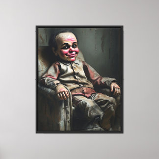 The Evil Ventriloquist Dummy – Dark Oil Painting Canvas Print
