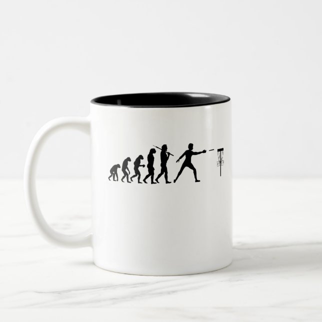 The Evolution of Disc Golf Two-Tone Coffee Mug (Left)
