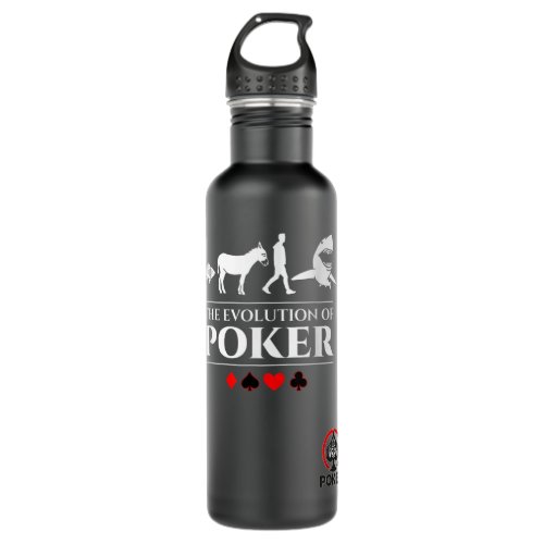 The Evolution of Poker Fish Donkey Man Card Shark  Stainless Steel Water Bottle