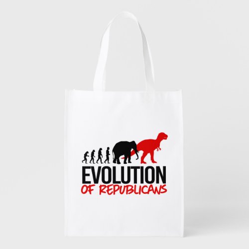 The Evolution of Republicans into Dinosaurs Grocery Bag