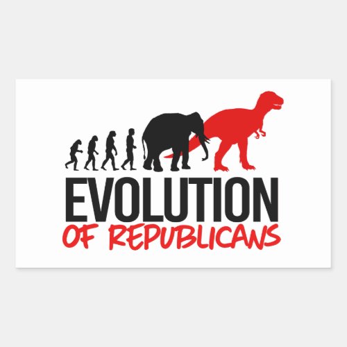 The Evolution of Republicans into Dinosaurs Rectangular Sticker