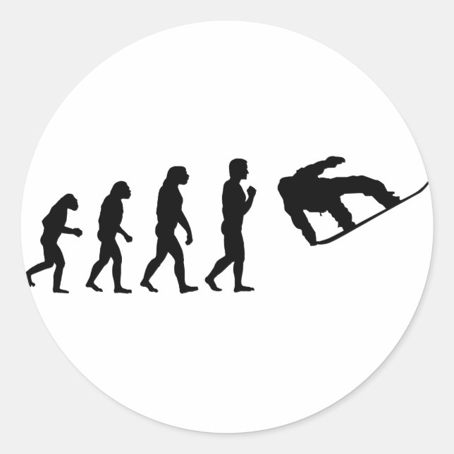 The Evolution Snowboarding Classic Round Sticker (Front)