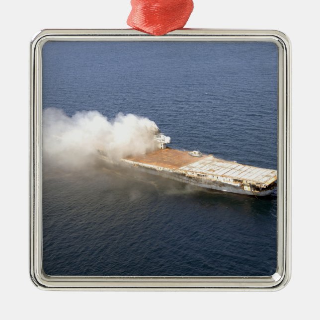 The ex-Oriskany, a decommissioned aircraft carr Metal Ornament (Front)