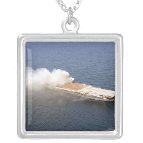 The ex_Oriskany a decommissioned aircraft carr Silver Plated Necklace