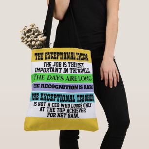 THE EXCEPTIONAL TEACHER - SEE BACK! TOTE BAG