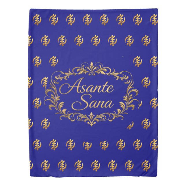 "The Executive Muse" Asante Sana Gold Adinkra Heri Duvet Cover (Front)