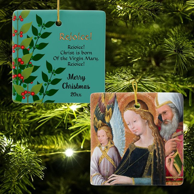 The Expectant Madonna with Saint Joseph Square Ceramic Ornament (Creator Uploaded)