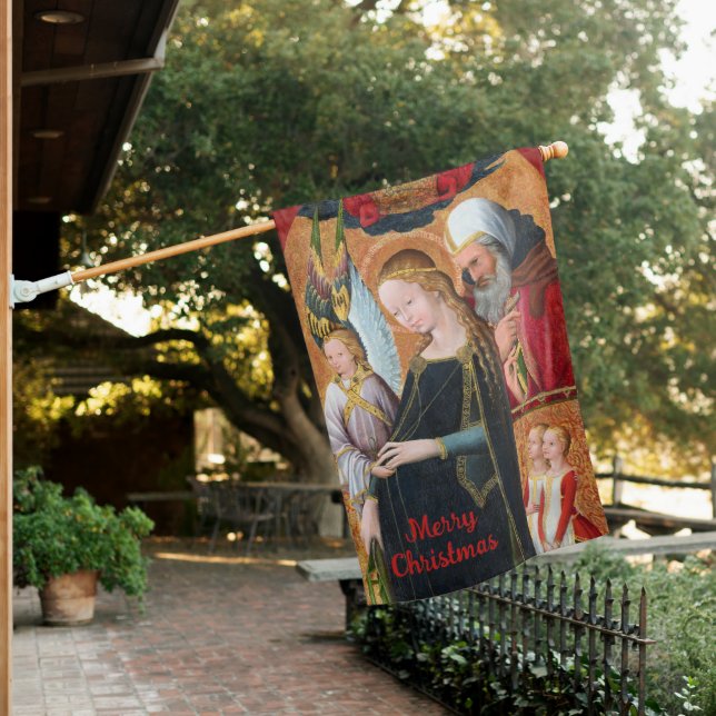 The Expectant Madonna with St. Joseph Holiday House Flag (In SItu)