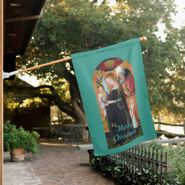 The Expectant Madonna with St. Joseph Holiday House Flag (In SItu)
