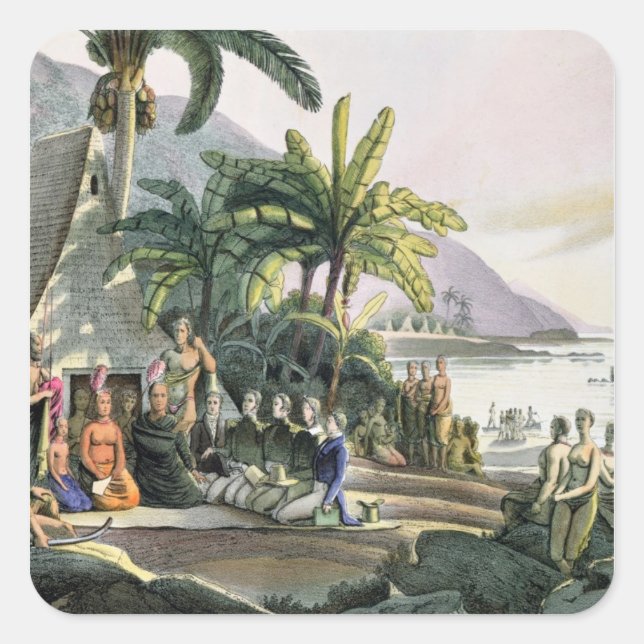 The Expedition Party and King Kamehameha I Square Sticker (Front)