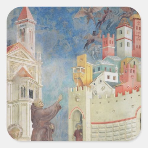 The Expulsion of the Devils from Arezzo 1297_99 Square Sticker
