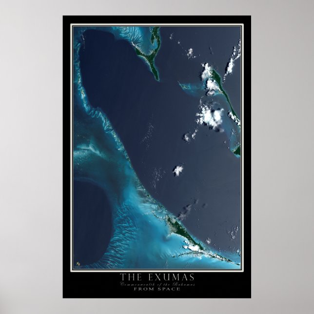 The Exumas Bahamas Satellite Poster Map (Front)