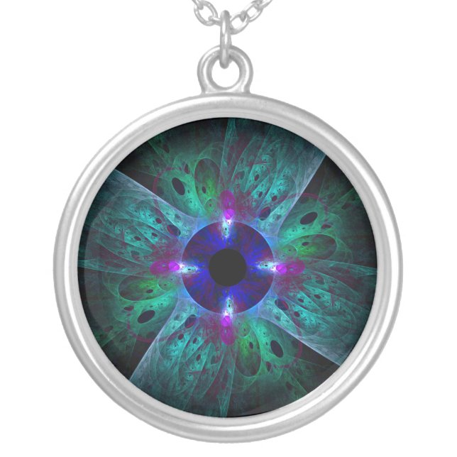 The Eye Abstract Silver Necklace (Front)
