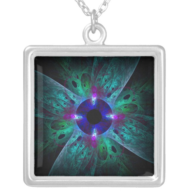 The Eye Abstract Silver Necklace (Front)