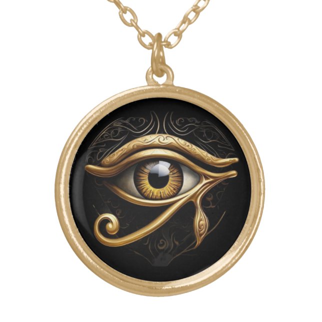 The Eye of Horus (Ancient Egyptian Amulet) Gold Plated Necklace (Front)