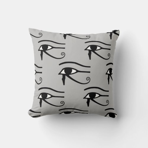 The Eye of Horus Pattern Light Gray Background Throw Pillow