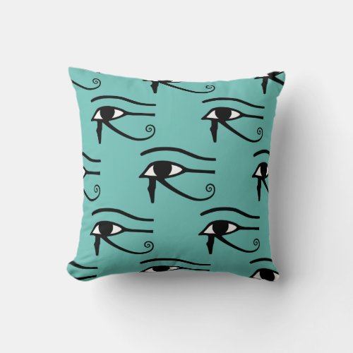 The Eye of Horus Pattern Light Teal Background Throw Pillow