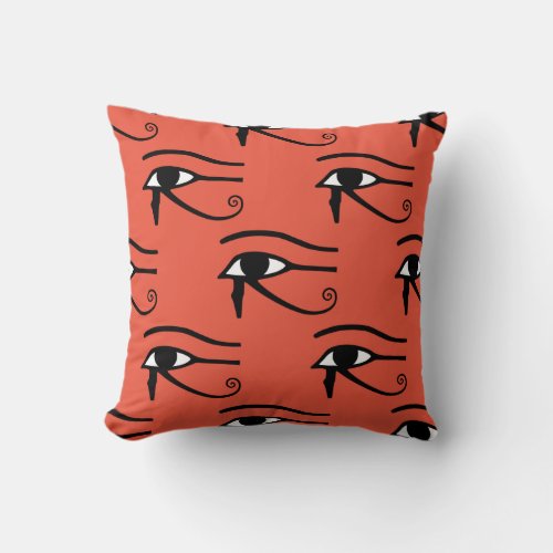 The Eye of Horus Pattern Orange Red Background Throw Pillow