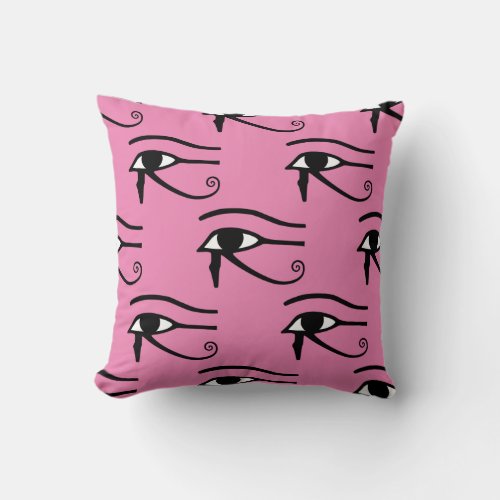 The Eye of Horus Pattern Pink Background Throw Pillow