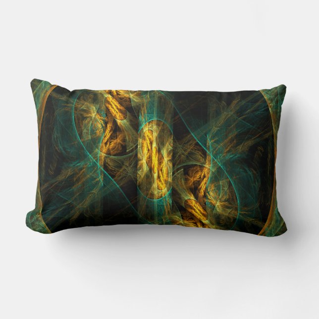 The Eye of the Jungle Abstract Art Lumbar Pillow (Front)
