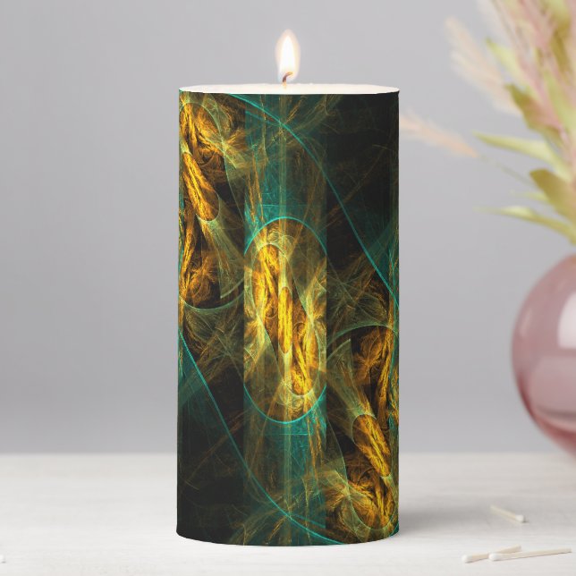 The Eye of the Jungle Abstract Art Pillar Candle (In Situ)