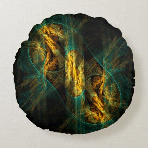 The Eye of the Jungle Abstract Art Round Pillow