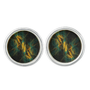 The Eye of the Jungle Abstract Art Silver Plated Cufflinks