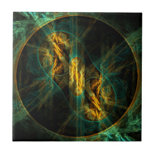 The Eye of the Jungle Abstract Art Tile