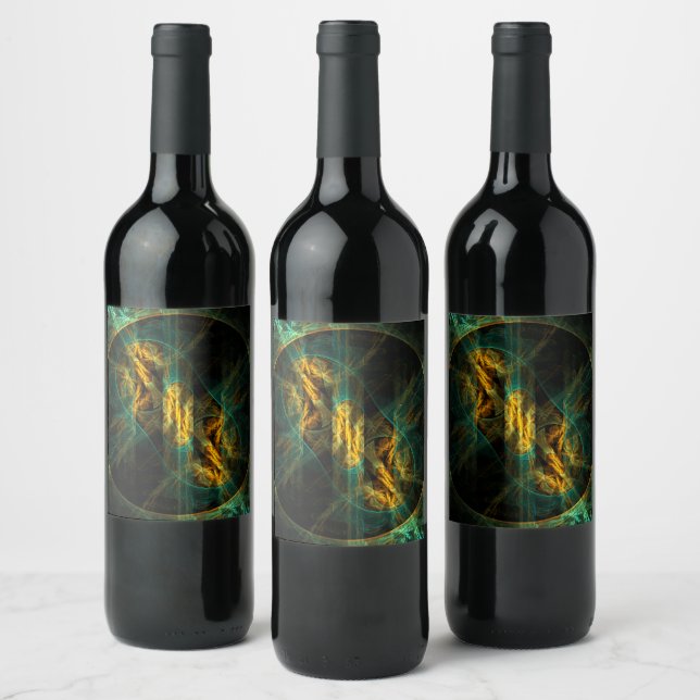 The Eye of the Jungle Abstract Art Wine Label (Bottles)