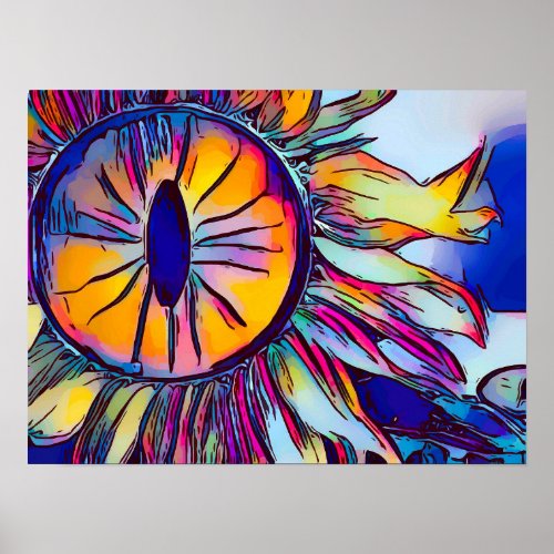 The Eye of the Sunflower Abstract Art Poster