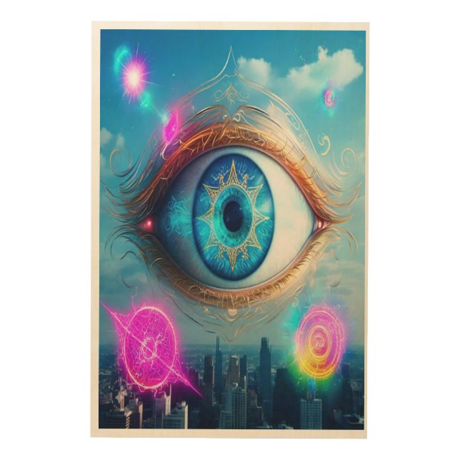 The Eye That Everything Sees Frame In Wood Wood Wall Art (Front)