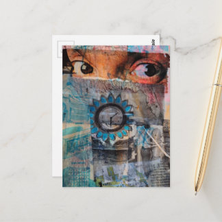 The Eyeballs abstract junk journal Collage Postcard