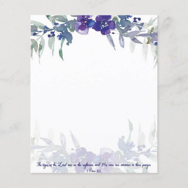 The eyes of the Lord purple floral background (Front)