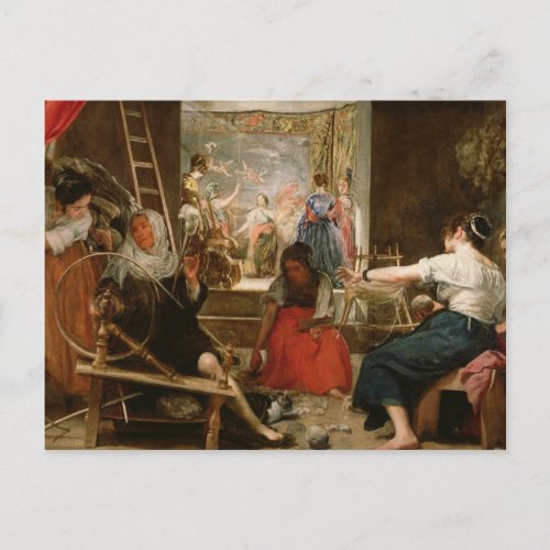 The Fable of Arachne or The Spinners c1657 oil Postcard